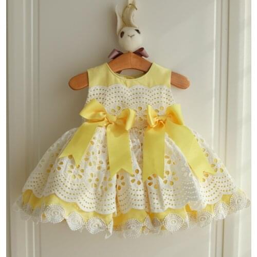 New Girls Spanish Princess Dress Baby Birthday Dress Lolita Yellow Toddler Girl Christmas Outfits Flower Girl Dress Aramex