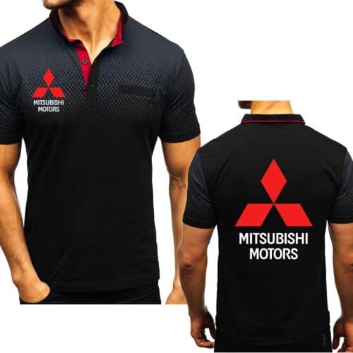 The New Summer Mens Short sleeve Mitsubishi Car Logo casual T-shirt high quality lapel neck Cotton Mens polo