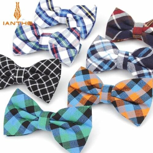 Brand New Men Bow Tie Plaid Style Cotton Bowtie Casual Gravata Borboleta Butterfly Tartan Strip Colorful Ties Vintage Neckwear
