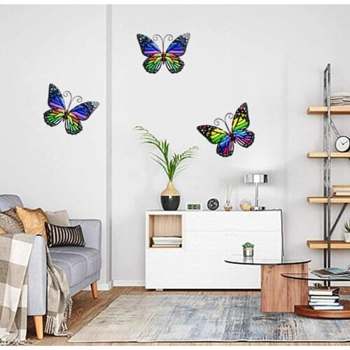 New Wrought Iron Butterfly Wall Decor Simulation Insect Ornament Garden Art Metal Hanging Pendant for Indoor Outdoor Wind Chimes