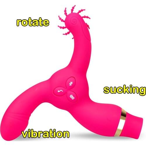 New 3 Heads Vibrator Clitoris Sucker Rotate G Spot Massage Nipple Sucker Clitoris Stimulator Vibrator Sex Toys For Woman