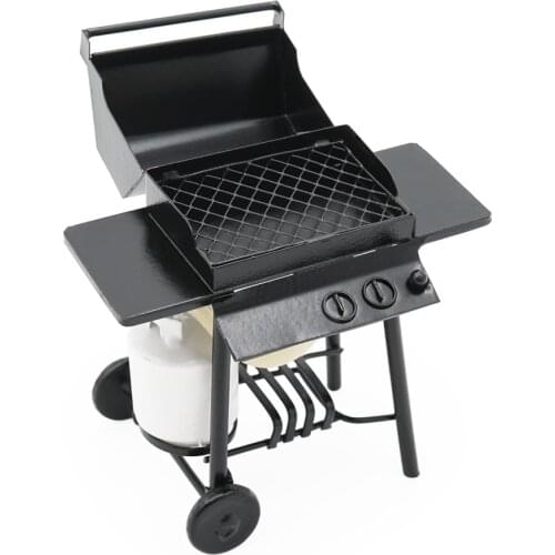 Odoria 1:12 Miniature Metal Black BBQ Grill Tank Big Size Garden Outdoor Kitchen Restaurant Kitchenware Dollhouse Accessories