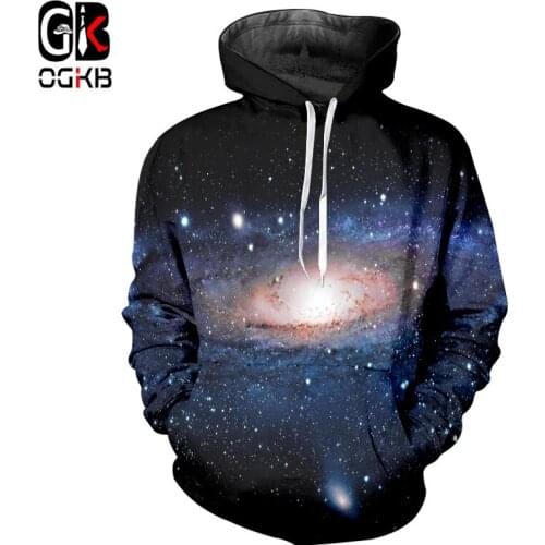 OGKB 2018 Autumn Winter Warm Hoodies Men/Womens Cool Print Nebula Star 3D Sweatshirts Man Hiphop Hooded Pullovers Jumpers 6XL