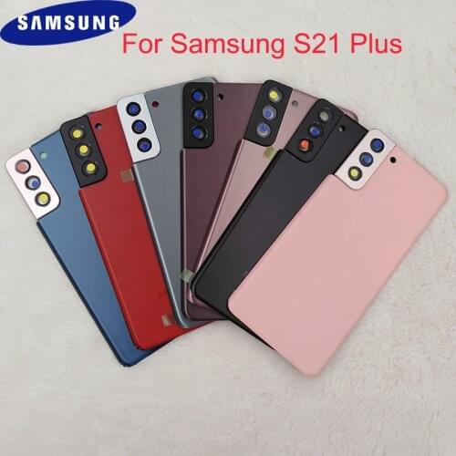 Original Samsung S21 Plus Back Cover Housing Case Rear Door Replacement Parts For Galaxy S21+ G996 With Camera Lens Frame + Logo