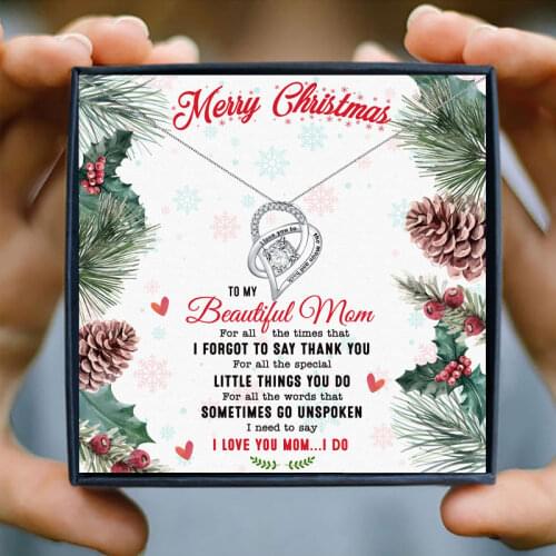 Heart Crystal Custom Picture Pendant Necklace I Love You to The Moon and Back To Mom Family Christmas 2020 Jewelry Accessories