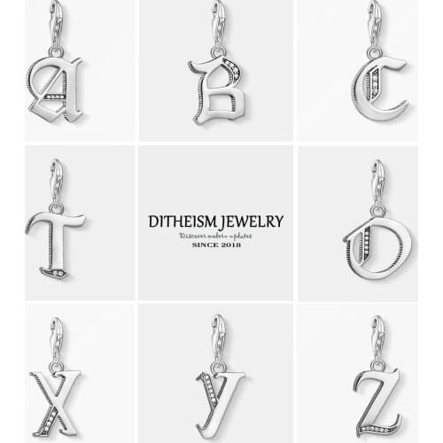 Vintage Alphabets Charms Pendant,2019 Fashion Jewelry 925 Sterling Silver Lucky Gift For Women Men Fit Bracelet Necklace Bag