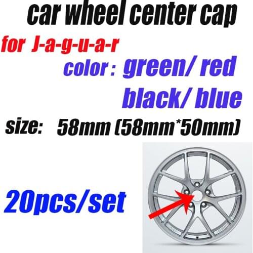 20pcs/set Dust-proof Car Wheel Center Centre Hub Cap Car Logo Emblem 58MM 5.8CM Green/Black/Red/Blue Covers For XF XJ XJS XK OEM