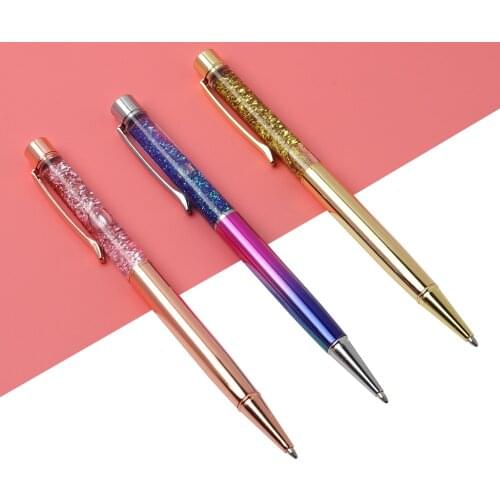 3PCS/LOT Creatively 0.7mm Luxury Ballpoint flow oil crystal Gold foil Metal Copper colorful high-grade gold powder quicksand pen