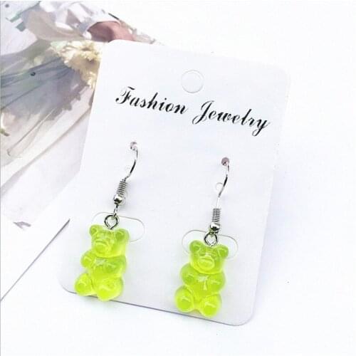 Cute Mini Gummy Bear Earrings Minimalism Cartoon Design Female Ear Hooks Danglers Jewelry Creative Gift