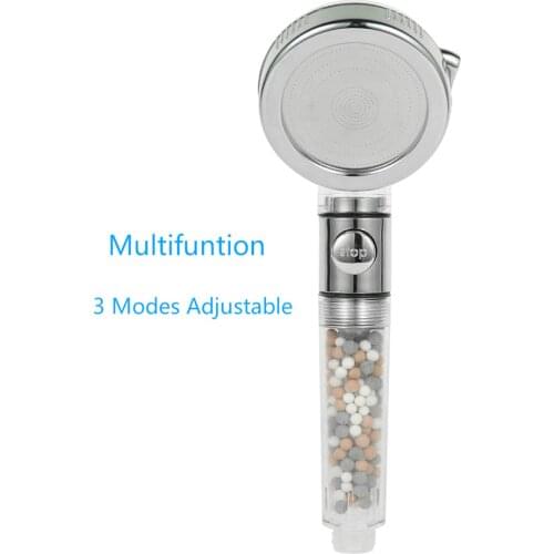 New Replacement Filter Balls SPA Shower Head with Stop Button 3 Modes Adjustable Shower Head High Pressure Shower Head