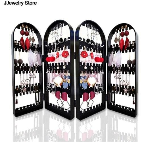 120/180/240/360 holes Plastic Clear Earrings Studs Display Rack Folding Screen Earring Jewelry Display Stand Holder Storage Box