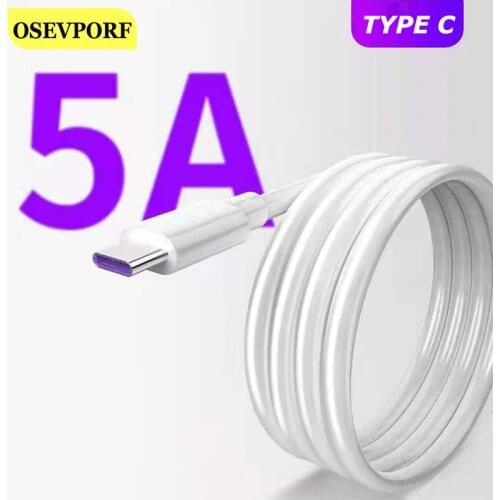 5A Super Fast Charger USB C Cable for Huawei P30 P20 Lite Xiaomi Mi 9 8 Quick Charge 3.0 Type C Charging Cable for Samsung S10 9