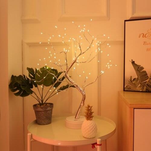 LED Copper Wire Night Light Tree Fairy Lights Home Decoration Night Lamp USB Battery Operated For Bedroom Bedside Table Lamp