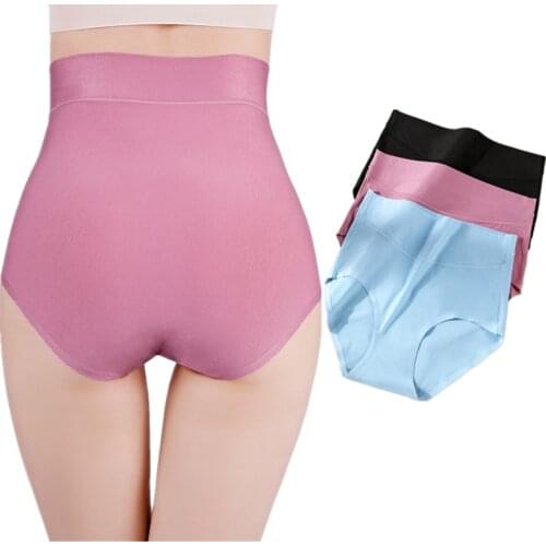 Women Cotton Panties Super High Waist Non-trace Underwear Ladies Breathable Cotton Aunt Hip Lift Abdomen Large Size Briefs