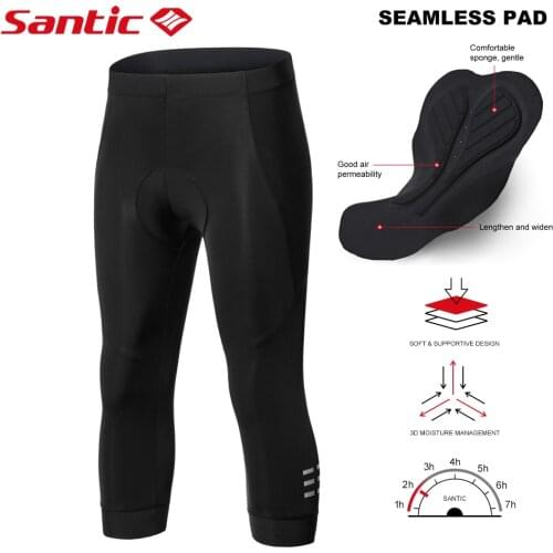 Santic 3/4 Cycling Pants Gel Shockproof Pad Cycling Pants Quick Dry Bicycle 3/4 Pants UV Protect Bike 3/4 Pants 4 Hours Riding