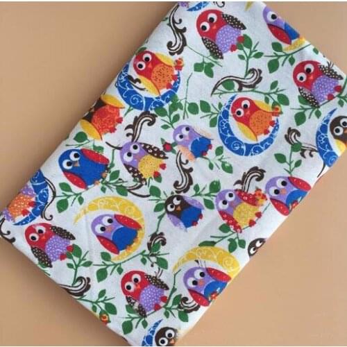 Vintage Brand 48x145cm Zaka Cute Colorful Owl Printed Cotton Linen Fabric for Tissue Kids Bedding textile for Sewing