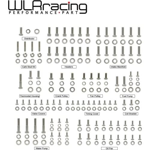 WLR - Small Block Stainless Engine Hex Bolt Kit For Chevy 265 283 302 305 307 327 350 400 Engine HEX Bolt Kit 211Pcs Nuts&Bolts