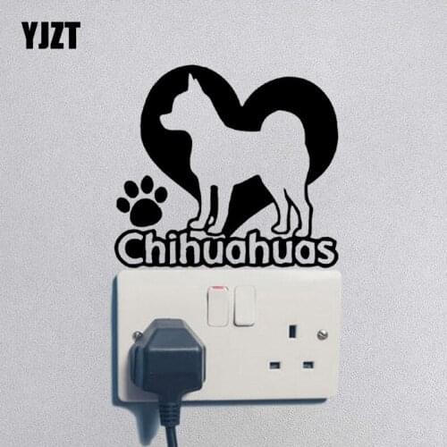 YJZT Chihuahua Pet Animal Living Room Dining Bedroom Decor Wall Switch Sticker Vinyl Decal 17SS0077