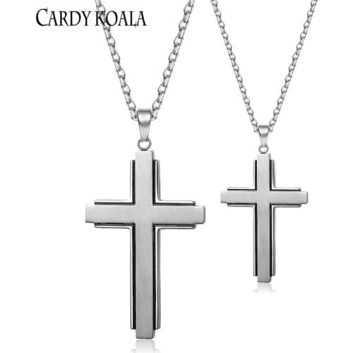 Stainless steel jewelry large cross necklace men and women couples simple pendant accessories birthday gifts
