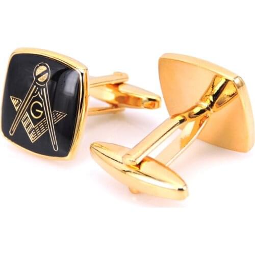 Mens Gold Masonic Cuff links High quality Stainless Steel Lodge Cufflinks For Freemasonry French shirt Costume Accessories