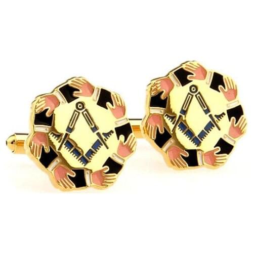Freemason Cufflinks Golden Enamel Free Mason Cuff Link Cuff Button Men Fashion Masonic Jewelry Accessory Gift 5pairs/lot