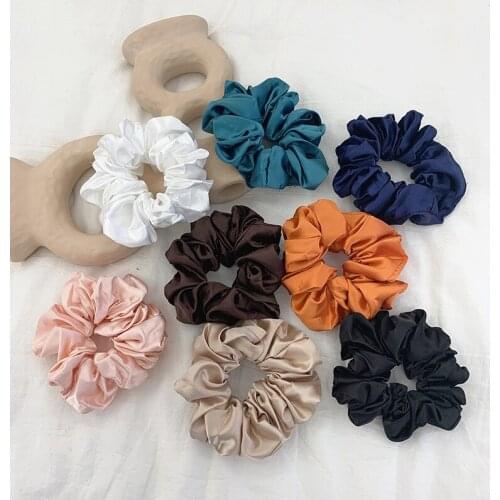 Aphrodite Satin Hair Ties Scrunchies Solid Color Rubber Bands Elastic Headband Women Girls Ponytail Holder Hair Accessories
