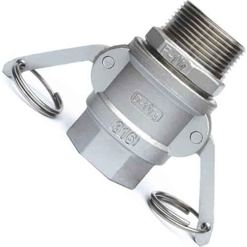 1-1/4" BSP Male x 1-1/4" BSP Female Thread 304 Stainless Steel D + F Type CamLock Fitting Pump Adapter Cam Groove Coupling