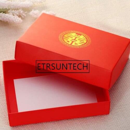 100pcs Chinese Vintage Wedding Party Red Double Happiness Gift Box Kraft Paper Box For Socks Towels Underwear Candy