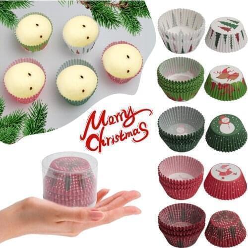 100pcs/set Paper Muffin Cupcake Baking Cups Cake Mold Cut Christmas Birthday Wedding Cake Decorating Tools