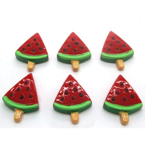 20Pcs Resin Watermelon Decoration Crafts Flatback Cabochon Scrapbooking Fit Hair Clips Embellishments Beads Diy