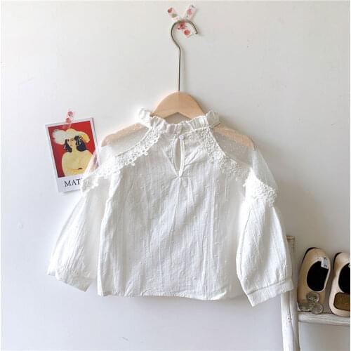2021 New Spring Autumn Shirt For Girls Children White Clothes Fashion Top Baby Long Sleeve Coat Children Clothing 0-6 Years Old