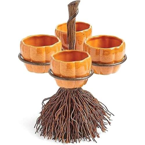 3/4/6 Halloween Pumpkin Snack Bowls With Stand Creative Snack Serving Bowls With Holder Candy Bowl Tabletop Decor Accessories