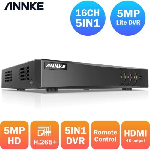 ANNKE 16CH 5MP Lite 5in1 AHD DVR support CVBS TVI AHD Analog IP Cameras HD P2P Cloud H.264 VGA video recorder RS485 Audio