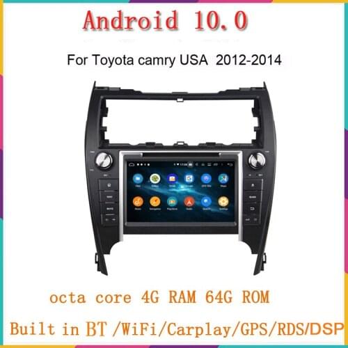 8" HD touch screen android 10.0 octa core car dvd player for toyota camry USA Mid-East version 2012 2013 2014 radio head unit