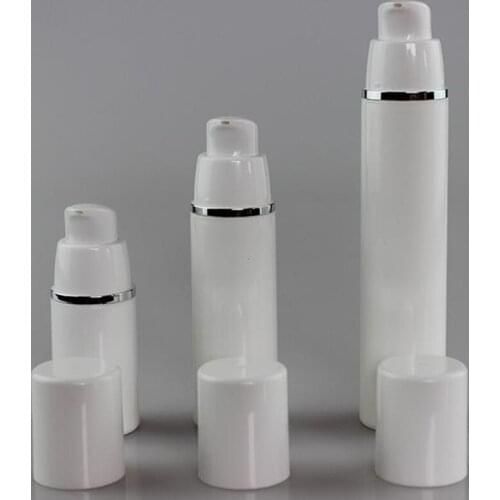 15ml white airless vacuum pump lotion bottle with white cap