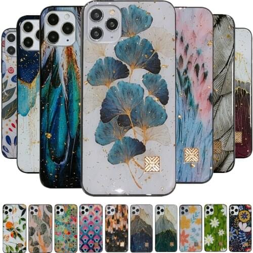 Glitter Marble Phone Case for iPhone 12 11 Pro Max XR XS 8 7 Plus Mini Gold Foil Epoxy Back Cover Slim Fit Protect Fundas Etui