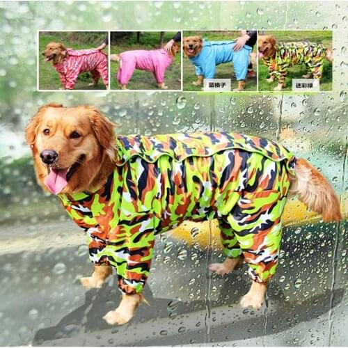 Large Dog Camouflage Raincoat Pet Jumpsuit Dog Raincoat Clothes Appreal for Labrador German Shepherd Golden Retreiver Samoyed