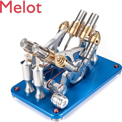 All-Metal Launch V4 Double-Cylinder Four-Cylinder Generator Set Miniature Engine Decoration Creative