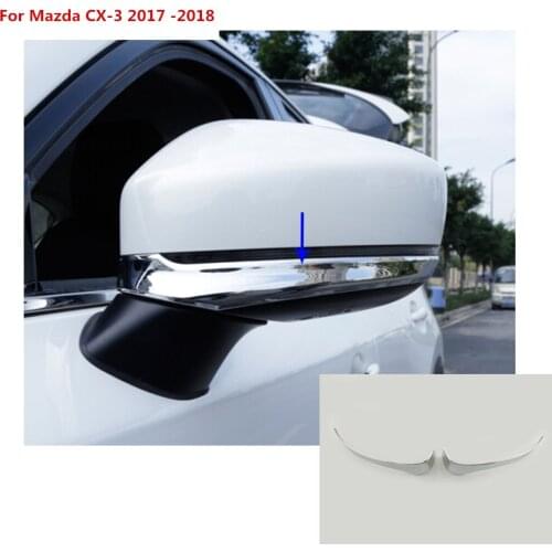 Car cover body ABS chrome back rear view Rearview Side Mirror stick trim frame lamp part 2pcs For Mazda CX-3 CX3 2016 2017 2018