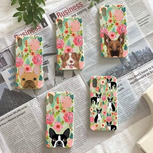 Hot Sell Flower Dog Cellphone Cover For Iphone 11 12 Pro Max 6 7 8 Plus X Xs Max XR SE 2020 TPU Solid Color Soft Case