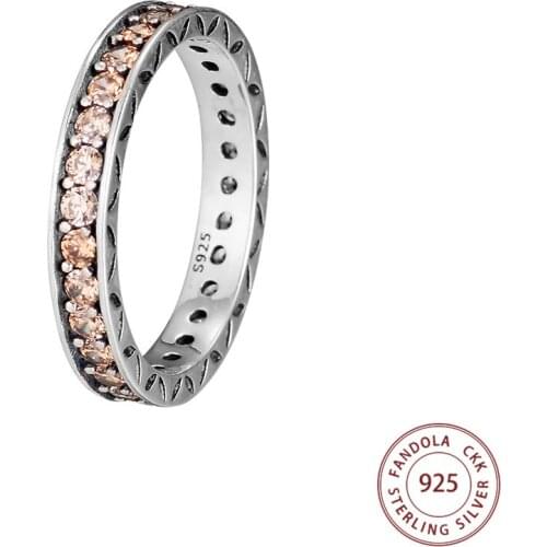 CKK Sparkling Round Ring 925 Sterling Silver Wedding Original Rings for women Silver 925 anillos mujer Fine Jewelry