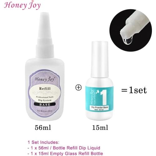 Dip Nails Kits Refill Set 56ml/1.91oz Gel Base Top Sealer Dry Activator+15ml Empty Bottle for Dipping Powder Pre-Bond Liquid