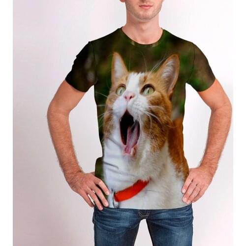 Cat Print Short Sleeve T -Shirt Half Sleeve 3d Printed Tops Men Women O-neck casual T-shirt