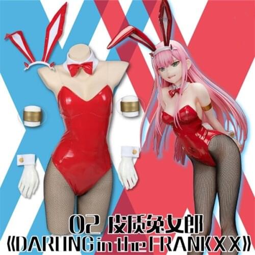 Anime DARLING In The FRANXX 02 ZERO TWO Bunny Girl Cosplay Costume Jumpsuit Bunny Girls Fangcy Dress Red Halloween Leotard