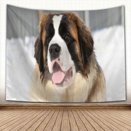 Beautiful Saint Bernard Dog Tapestry Wall Hanging Fabric Tapestry Art Home Decoration Sleeping Pad Wall Carpets Dorm Decor