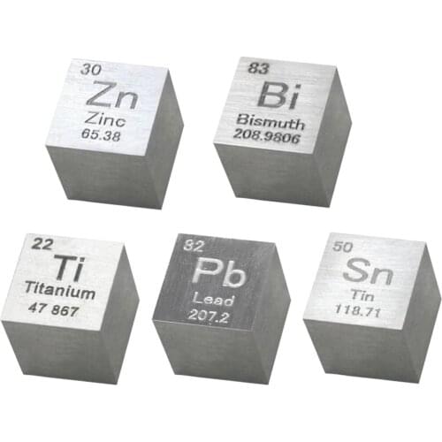 10mm 99.5% Pure Metal Wiredrawing Titanium Stannum Bismuth Zinc Plumbum Cube Chemical Elements Collection Technology Education