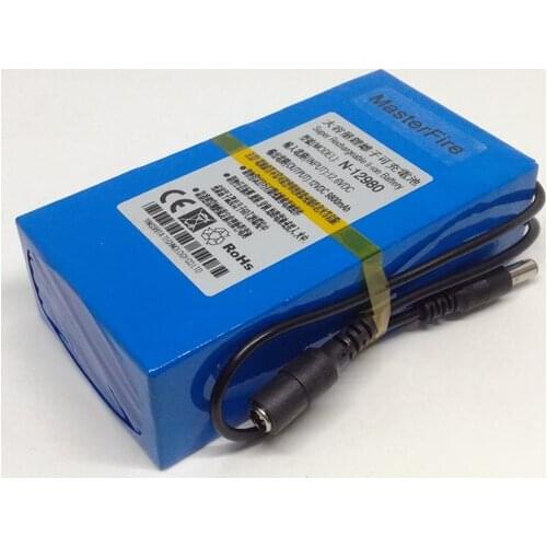 MasterFire 2set/lot Portable Li-Ion battery 12V rechargeable 9800mah battery 12V lithium-ion batteries pack For CCTV Camera
