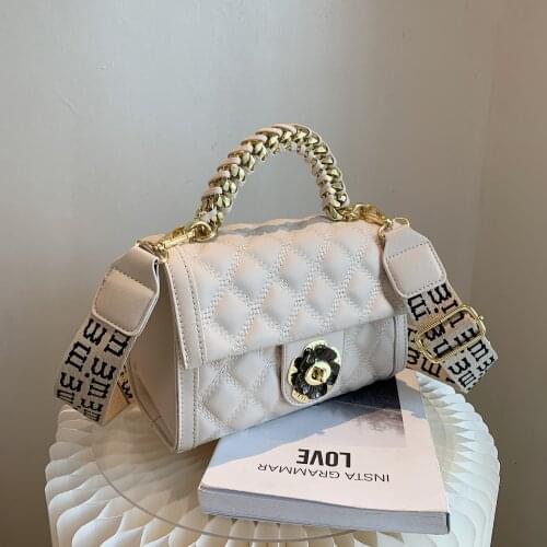 Fashion Top-Handle Bags Trend Women Small Crossbody Bag PU Leather Shoulder Handbag Classic Lock Flower Pattern Flapp Purse