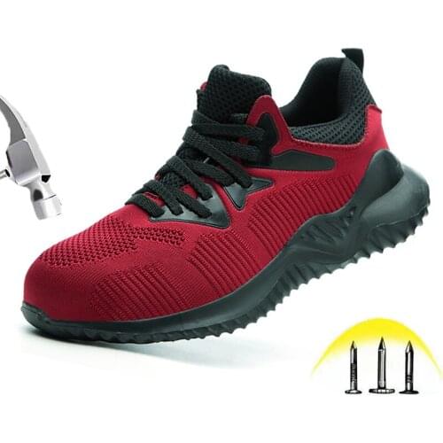 Steel toe Work Safety Shoes for Men Breathable Unisex Puncture Proof Wear resistant Indestructible Safety Boots Plus size 36-48