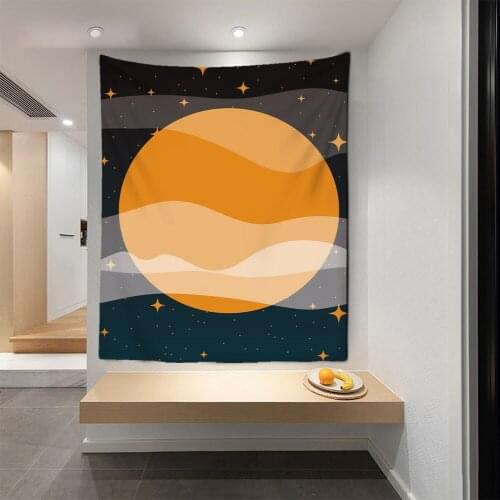Wall Cloth Sun Trippy Mountain Forest Trees Wall Hanging Psychedelic Galaxy Hippie Landscape Tapestry Wall Hanging